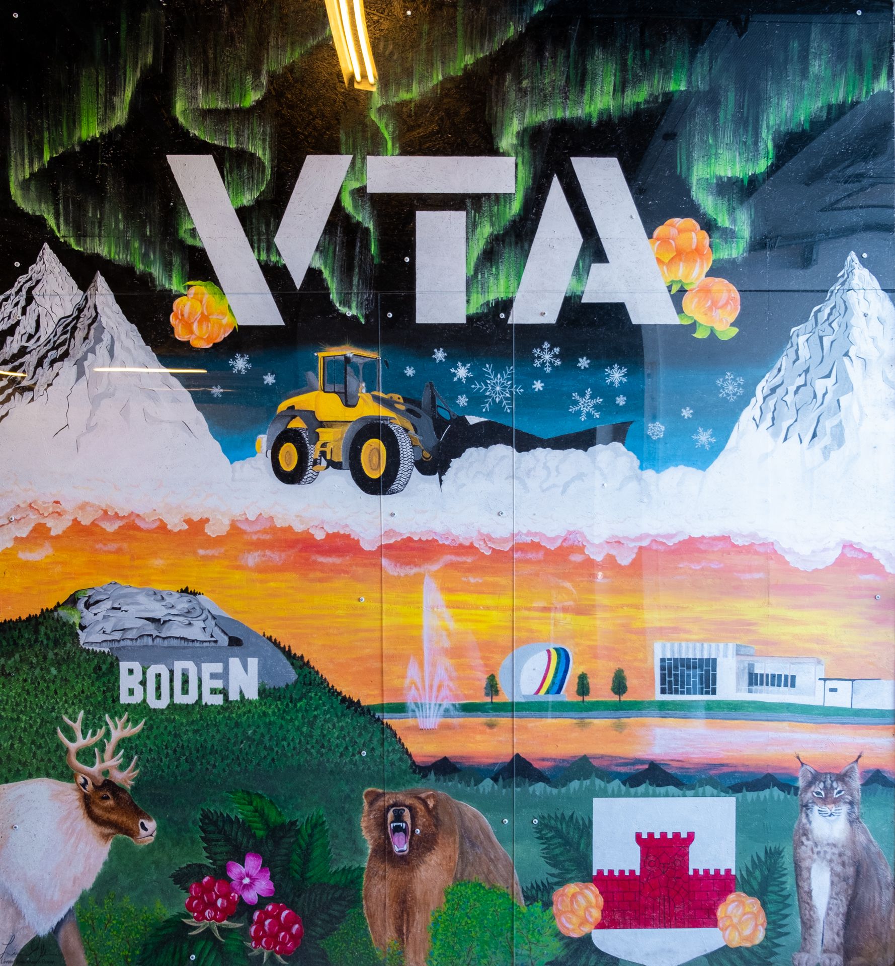 VTA-väggmålning med Boden och norrsken